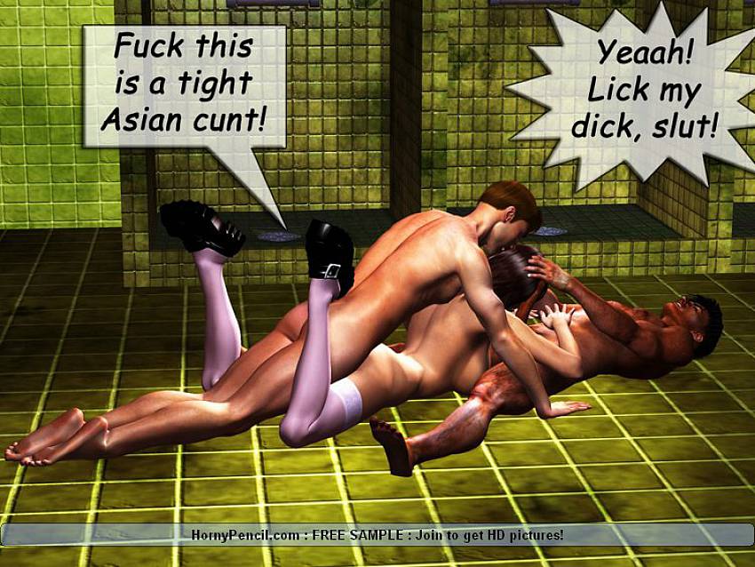 Cartoon Xxx Asian Slut - Asian slut fucked by two guys. Adult Comics content - 6 pics.