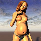 Legal age teenager preggo Bambi-girl with nice-looking belly.