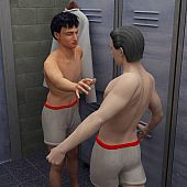 Chap seducing his teammate to engulf his thick shlong after football match.