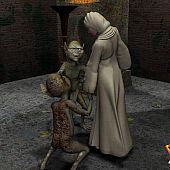 3D alien sex in the abbey.