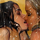 Dark-haired lesbo cutie given an big O so beefy this babe can barely stand upright.